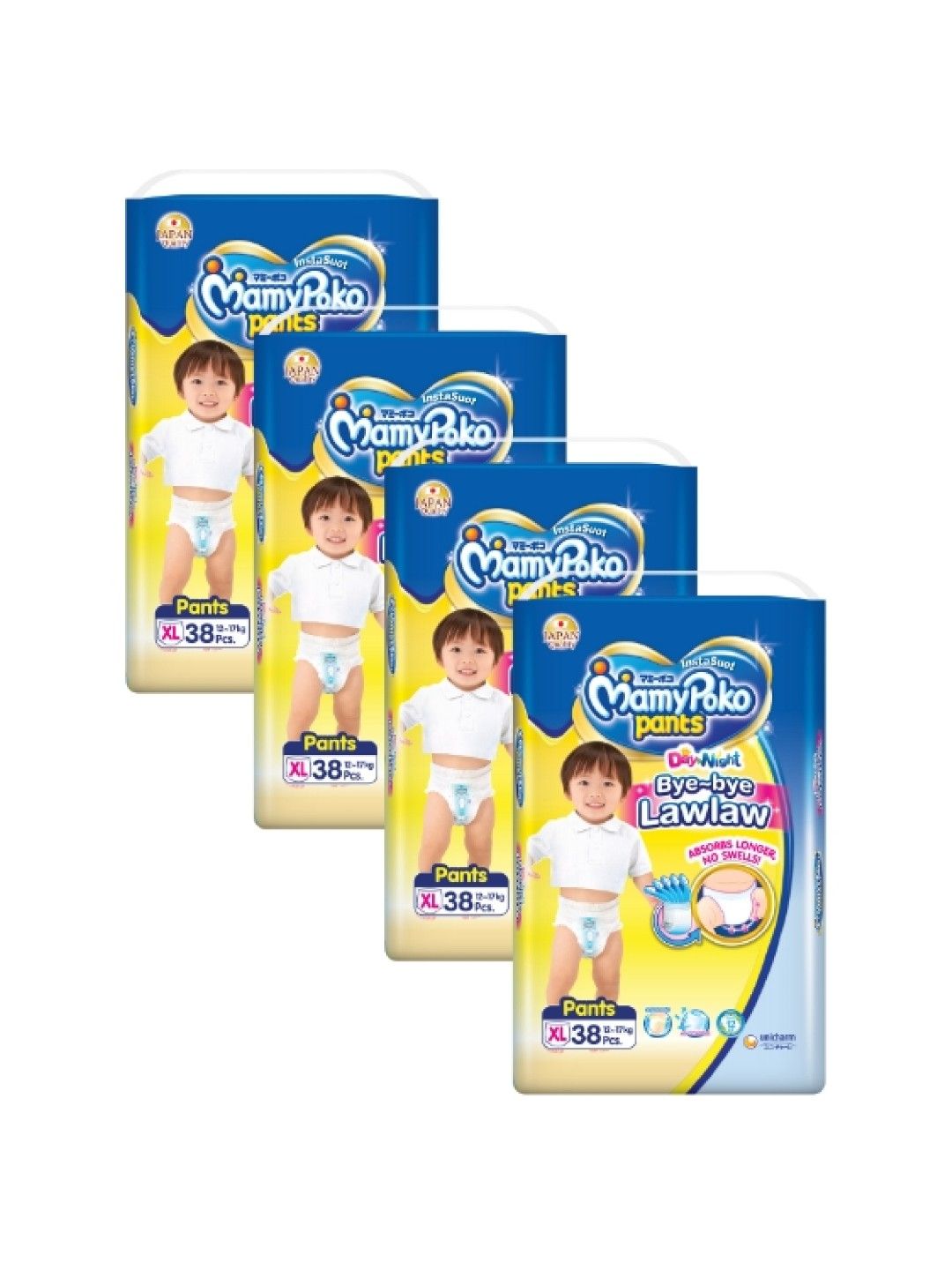 MamyPoko Instasuot Pants XL 38s x 4 packs (152 pcs) (No Color- Image 1)