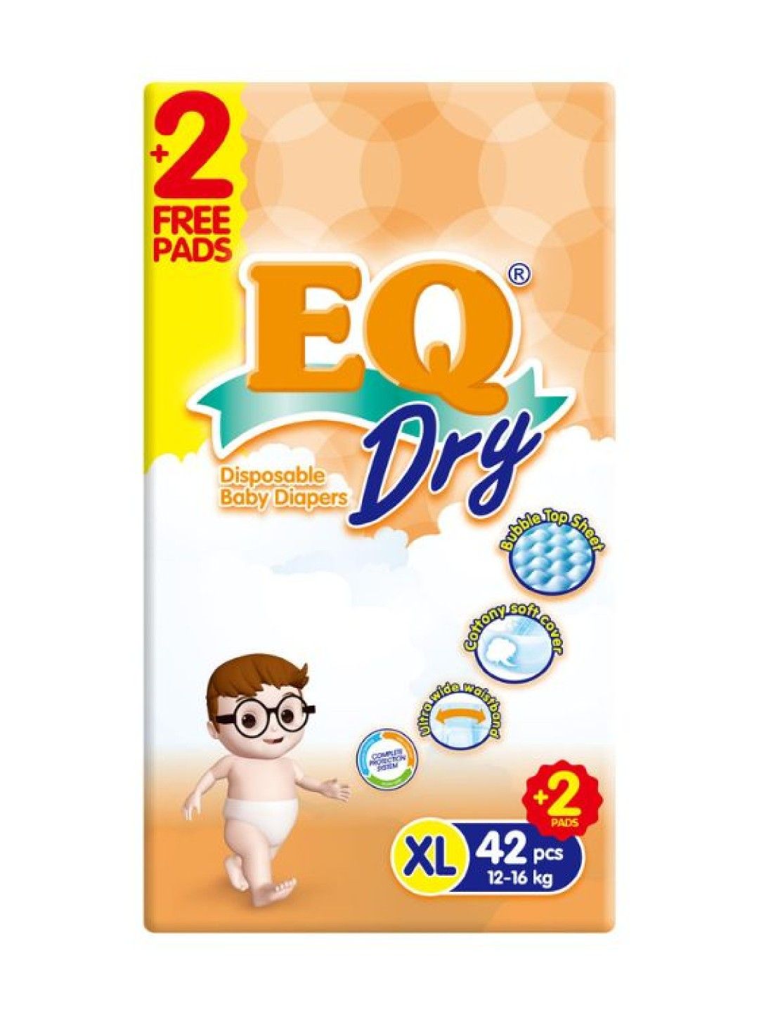 EQ Diapers and Wipes Dry Jumbo Pack Tape Diaper XL (42 pcs) (No Color- Image 1)