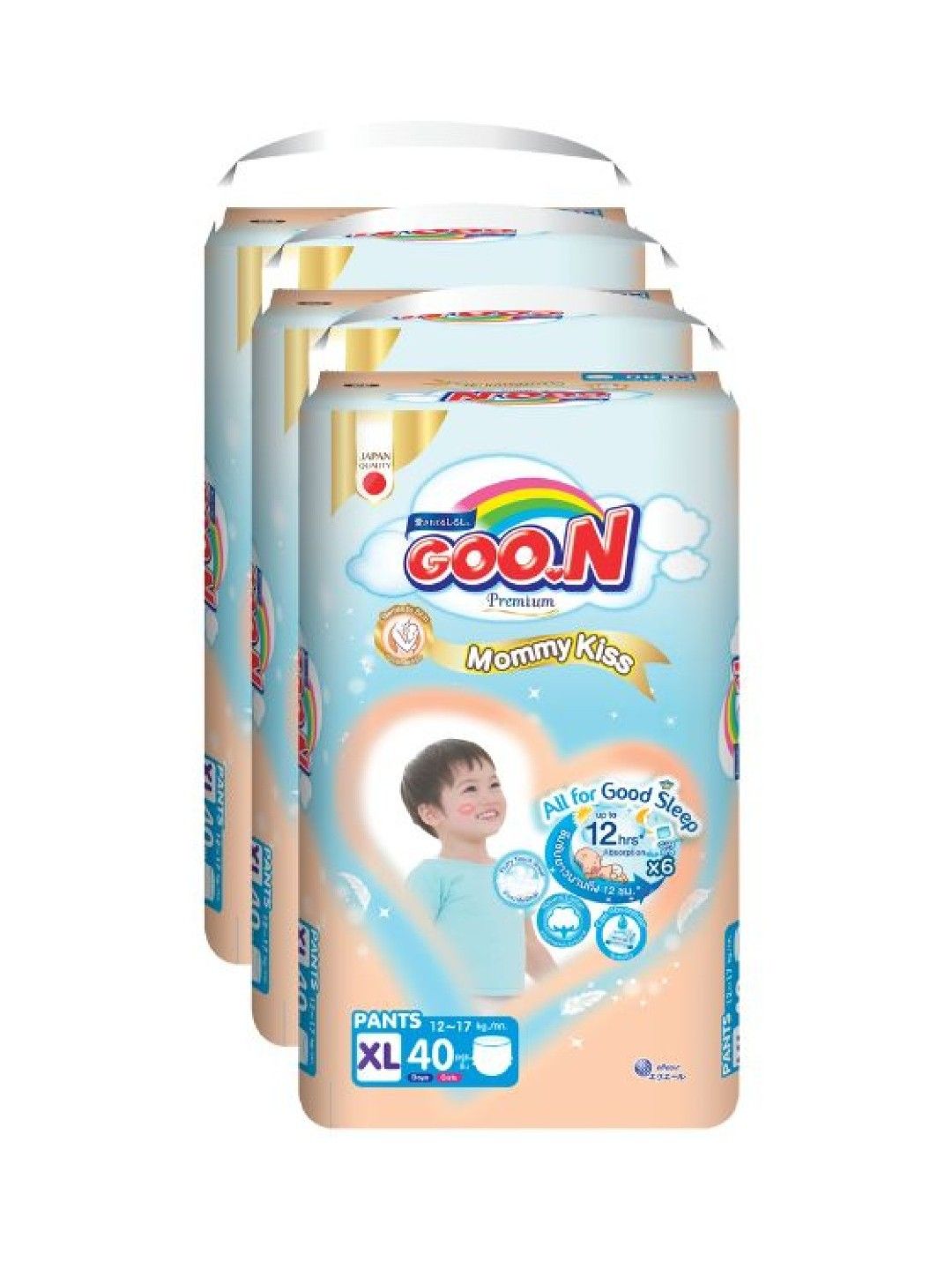 GOO.N Premium Mommy Kiss Diaper Pants XL 40pcs x 3-Pack (120pcs)