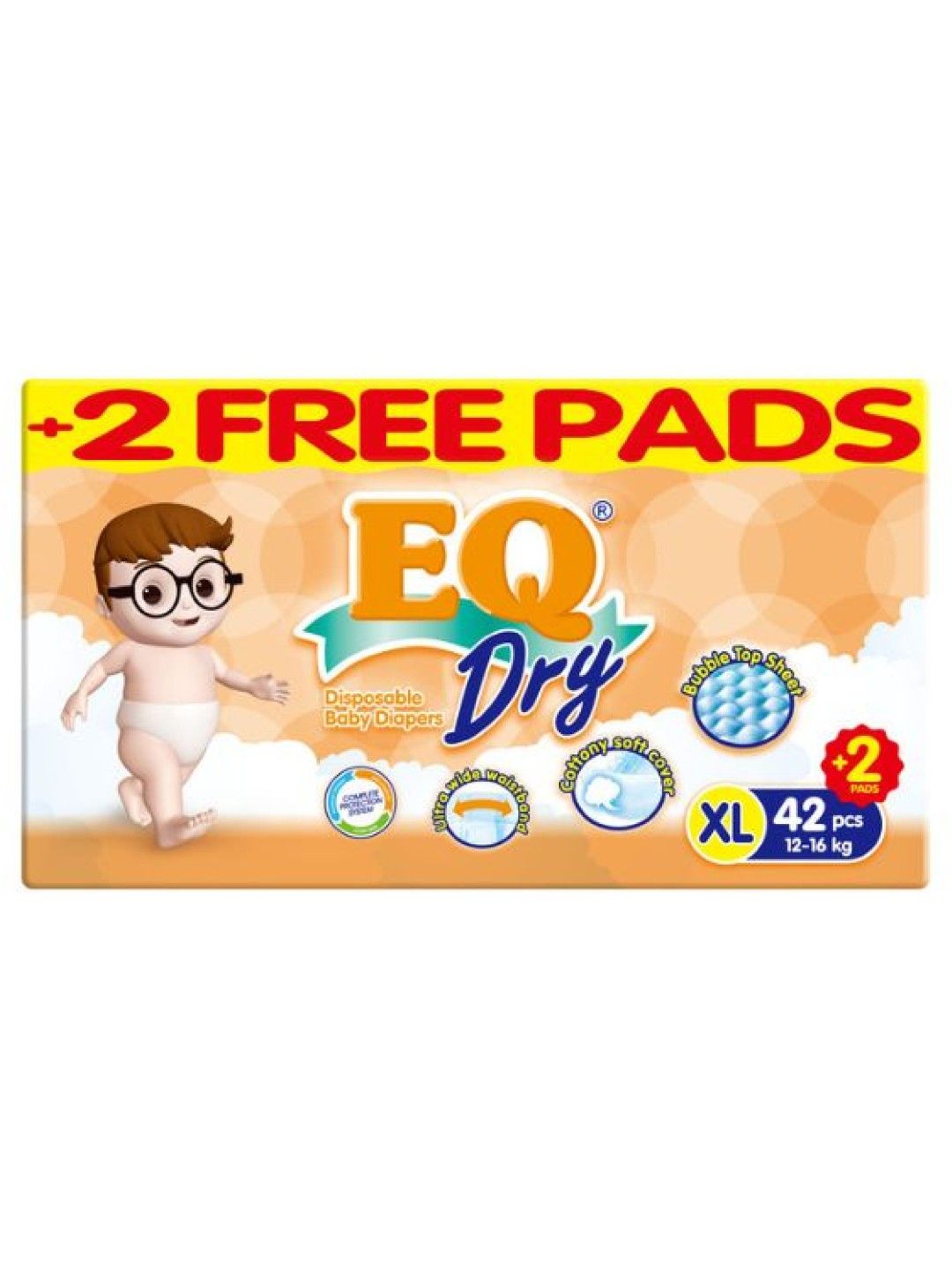 EQ Diapers and Wipes Dry Jumbo Pack Tape Diaper XL (42 pcs) (No Color- Image 2)