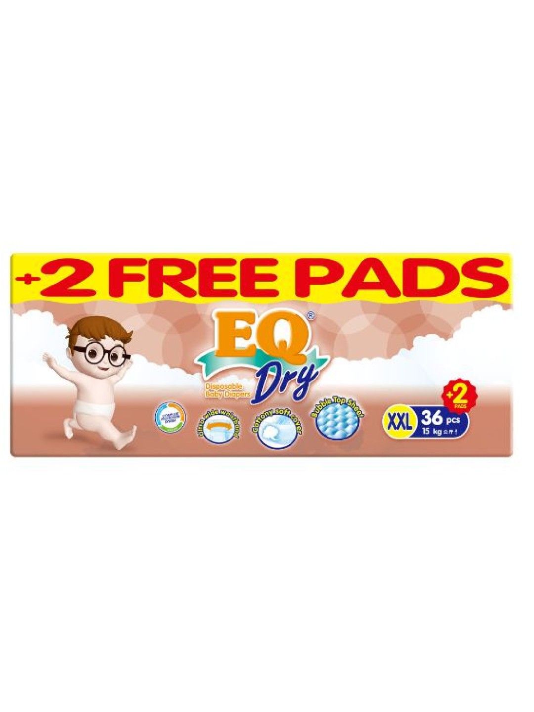 EQ Diapers and Wipes Dry Jumbo Pack Tape Diaper XXL (36 pcs) (No Color- Image 2)