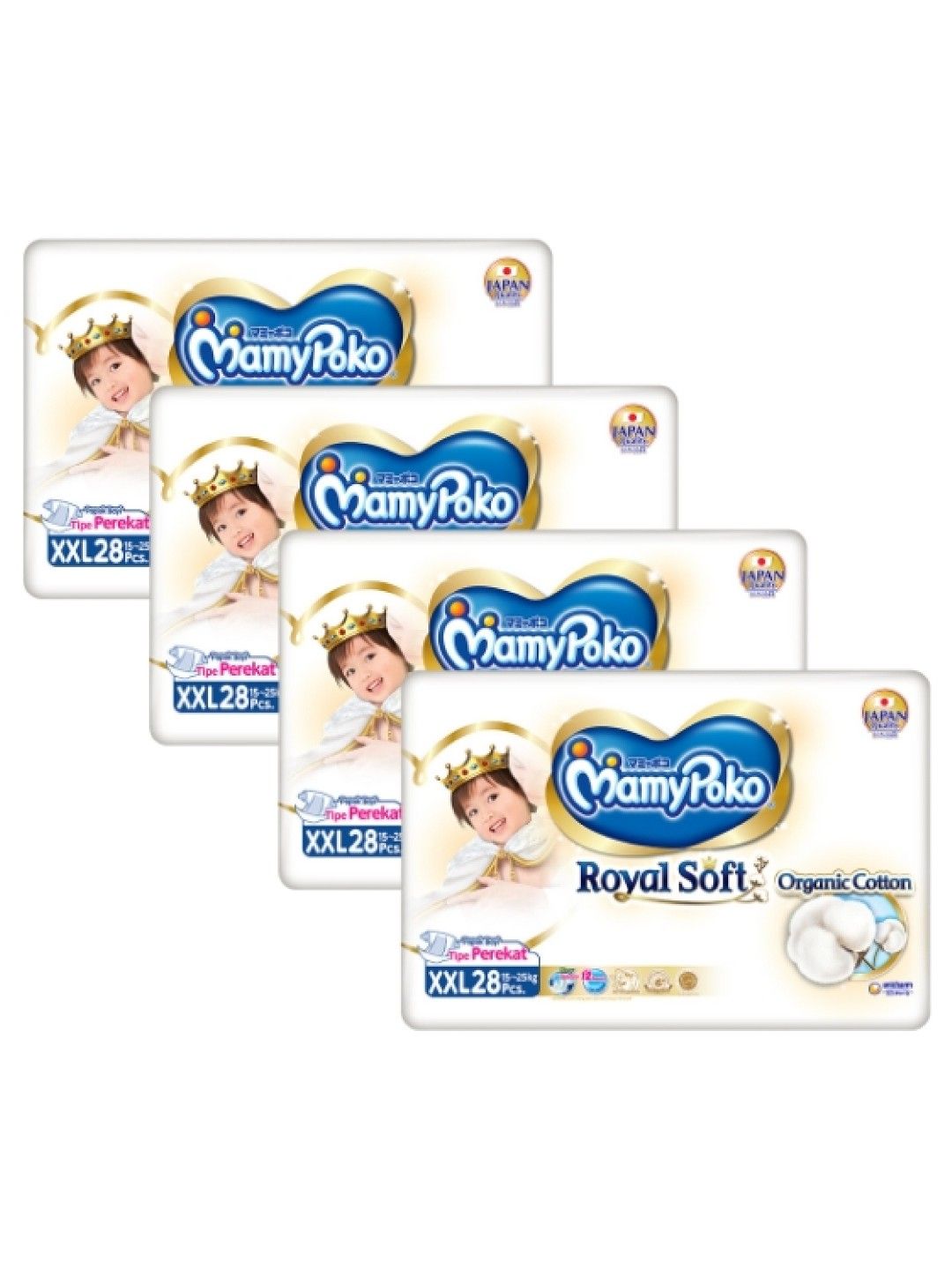 MamyPoko Royal Soft Organic Tape Diaper XXL 28s x 4 packs (112 pcs) (No Color- Image 1)