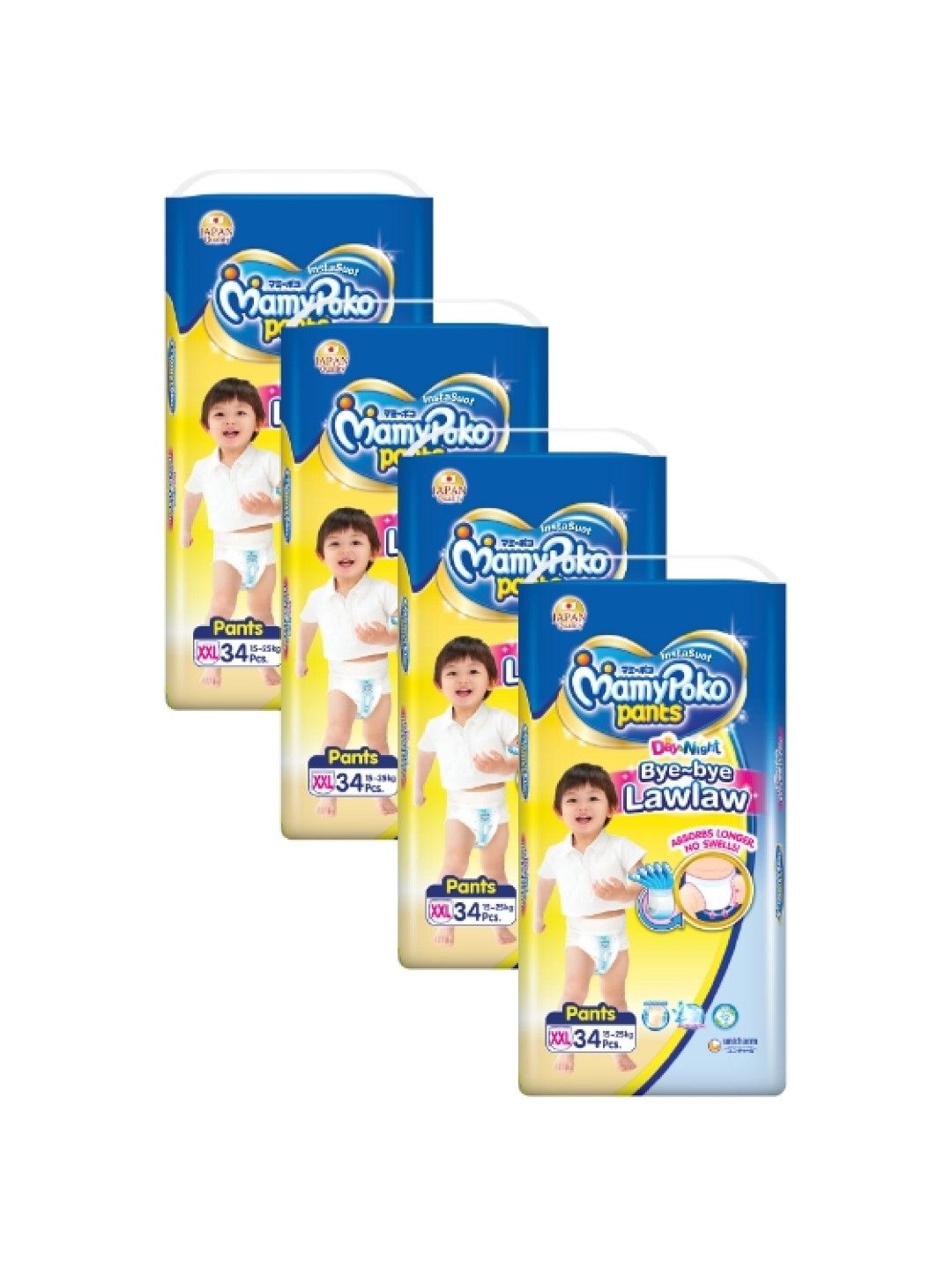 MamyPoko Instasuot Pants XXL 34s x 4 packs (136 pcs) (No Color- Image 1)
