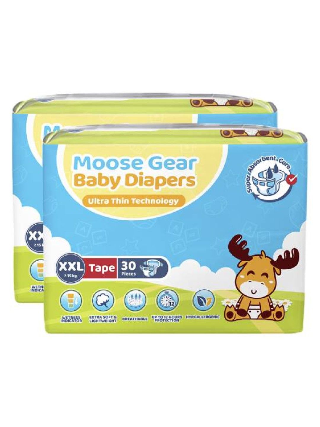 Moose Gear Baby Tape Diapers XXL 2-Pack (60 pcs) (No Color- Image 1)