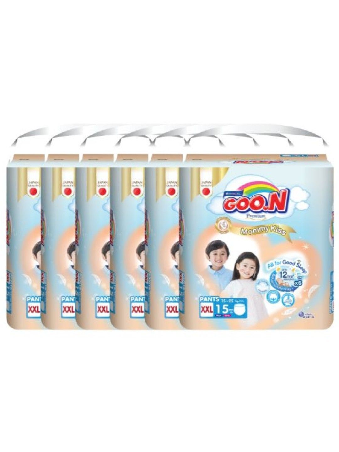 GOO.N Premium Pants Mommy Kiss Diaper XXL 15pcs x 6-Pack (90pcs) (No Color- Image 1)