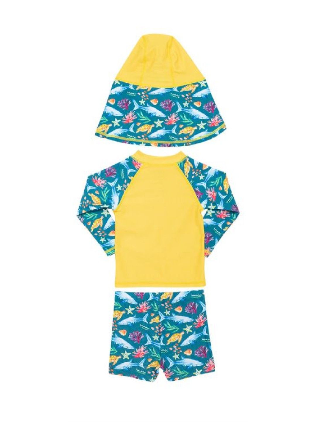 bean fashion Anina Rubio Siargao 3-Piece Long Sleeves Rashguard with Shorts and Cap (Yellow- Image 3)