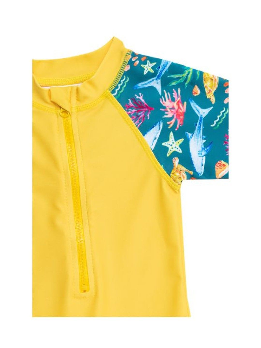 bean fashion Anina Rubio Anilao Boys Shortsleeves Zip front Swimsuit (Yellow- Image 3)