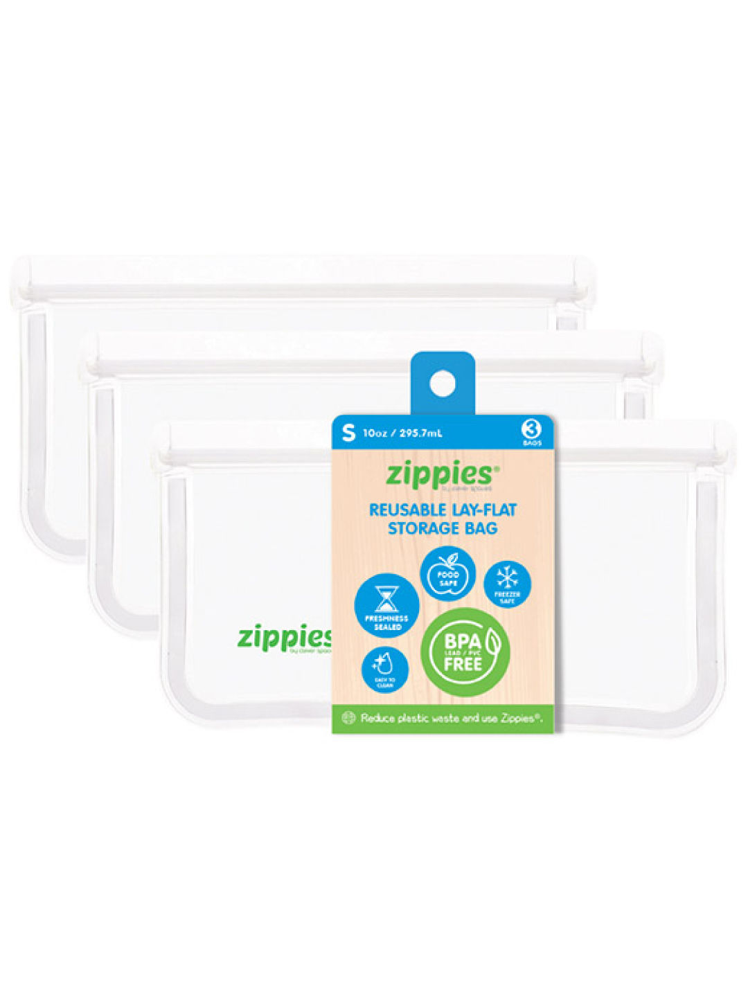 Zippies Original Reusable Lay Flat Bags Small - Bundle of 3