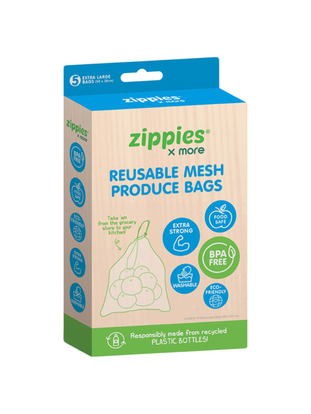 Zippies Reusable Mesh Produce Bags - Bundle of 5 (No Color- Image 2)