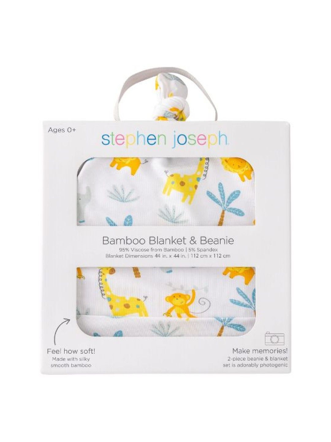 Stephen Joseph Bamboo Blanket & Beanie Set (Zoo- Image 4)
