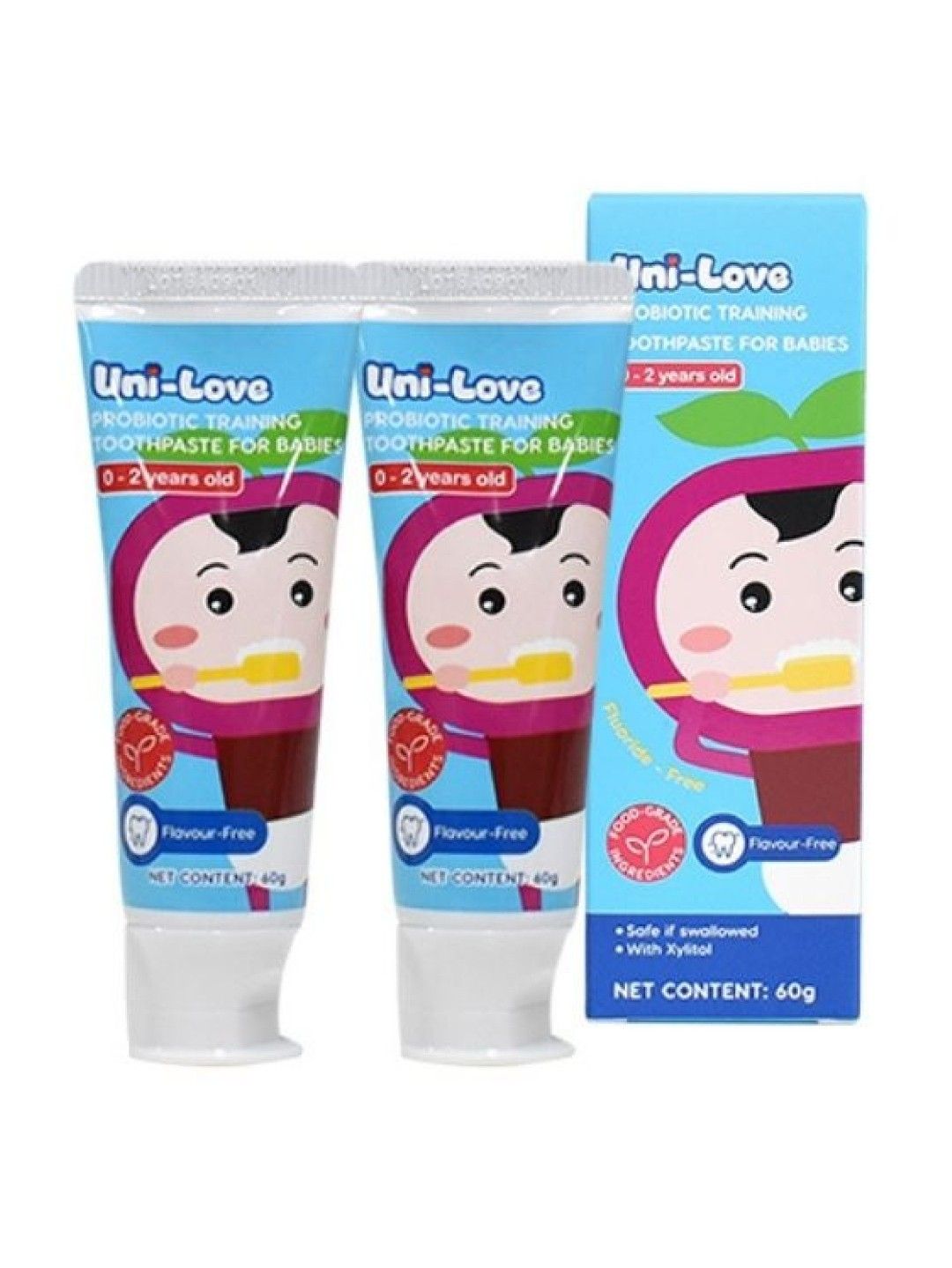 Uni-love Probiotic Training Toothpaste - Flavour-Free (2-Pack)