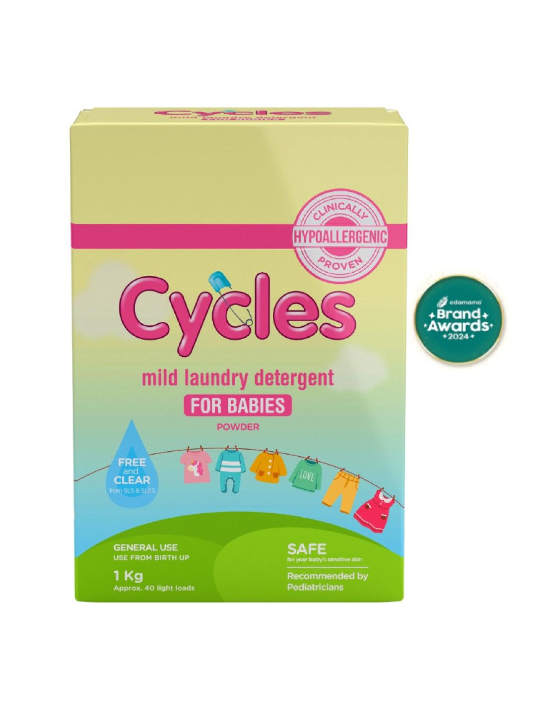 Cycles Mild Laundry Detergent Powder 1KG (No Color- Image 1)