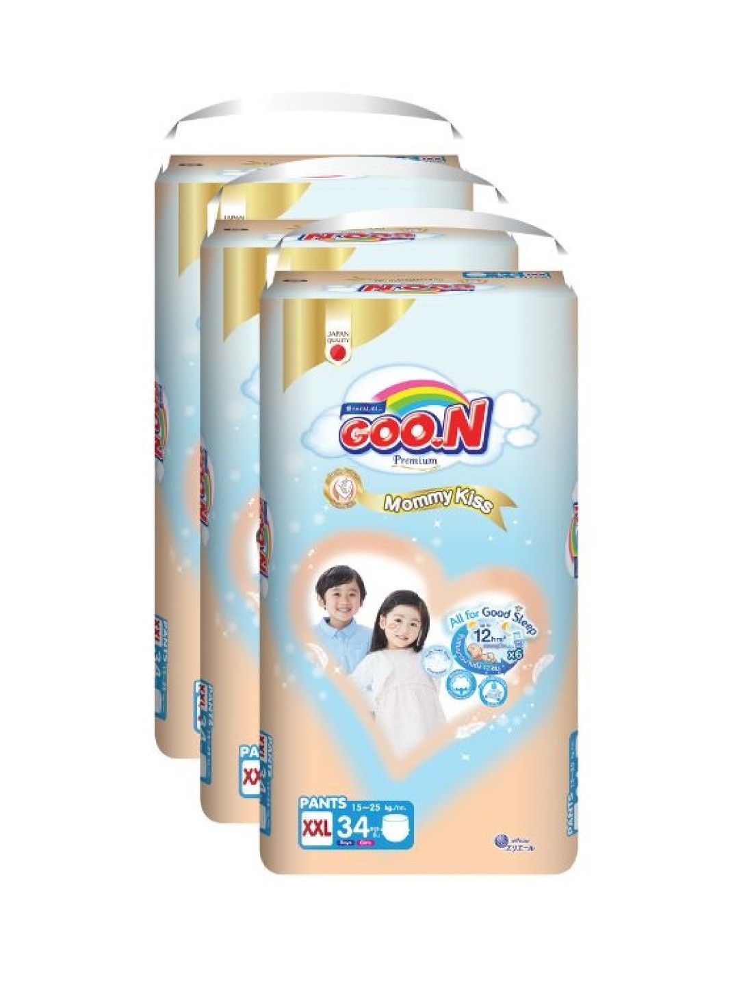 GOO.N Mommy Kiss Premium Diaper Pants XXL (34pcs) x 3-Pack (102pcs)