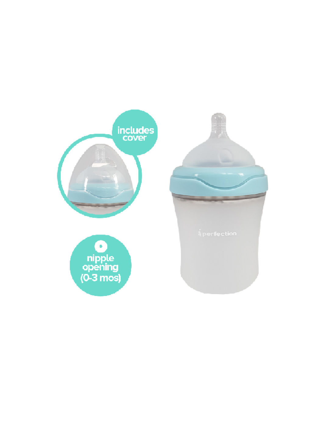 Perfection Silicone Feeding Bottle (180ml) (Baby Blue- Image 2)