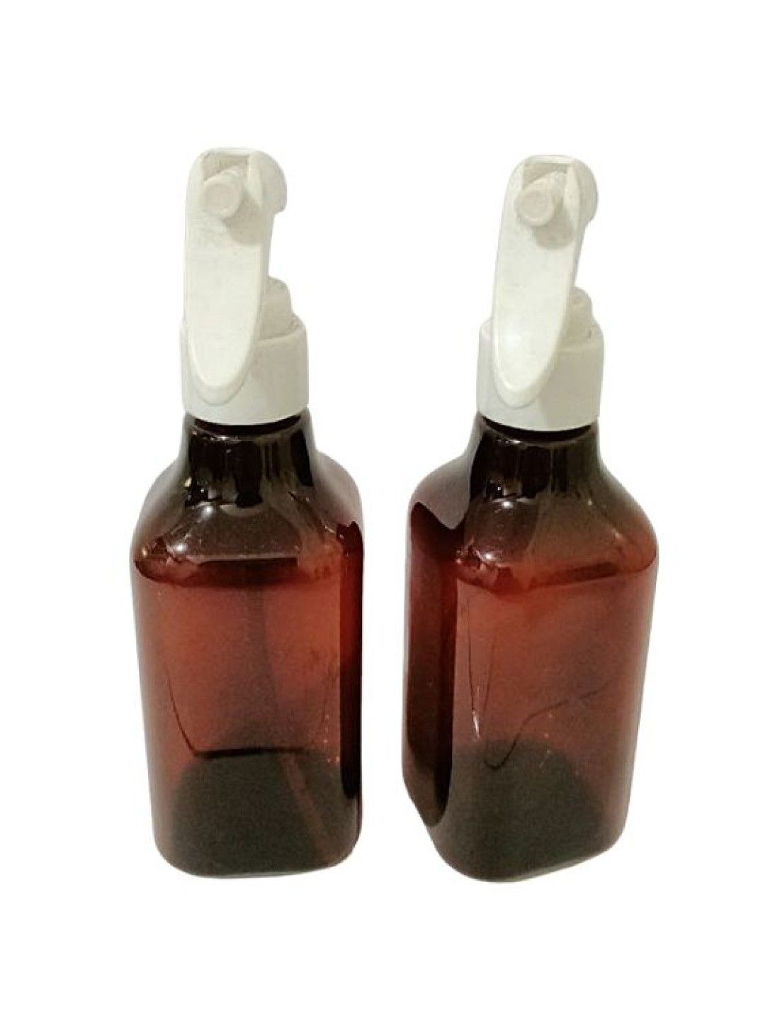 QT Hub Trigger Spray PET Bottles 200ml square(Set of 2s) (amber bottle/white sprayer- Image 1)