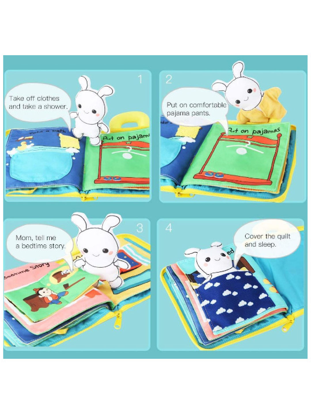 Beiens 3D Cloth Book - Bedtime (No Color- Image 3)