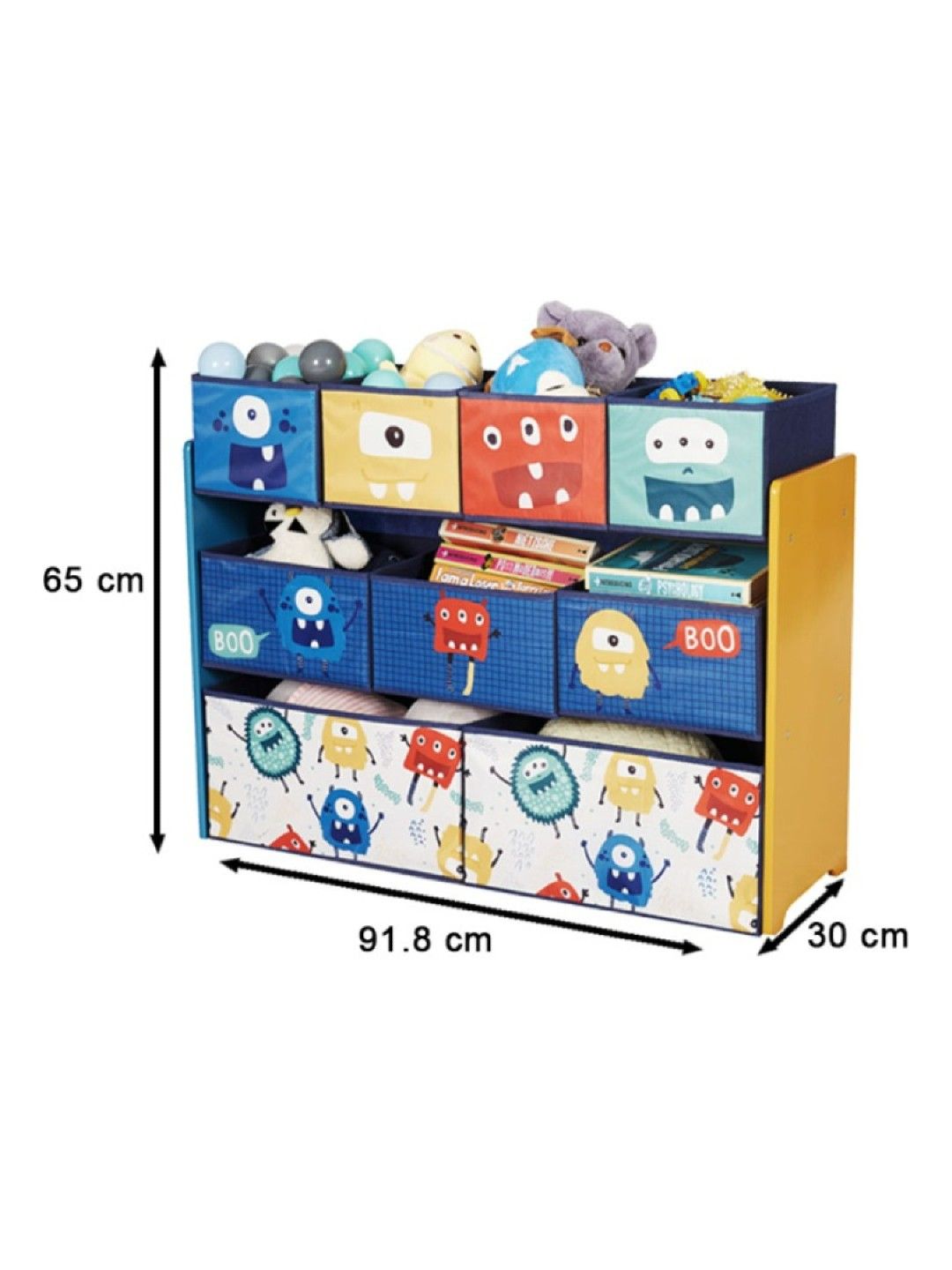 Harper & Chase Toy Organizer Shelf with Bins (Blue Monster Design) (No Color- Image 2)