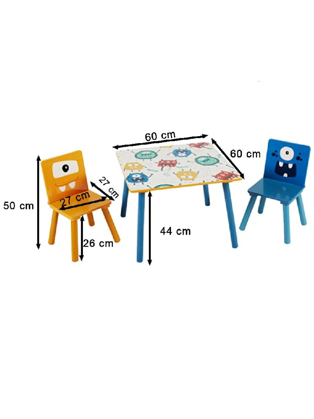 Harper & Chase Table and Chair Set (Blue Monster Design) (No Color- Image 2)