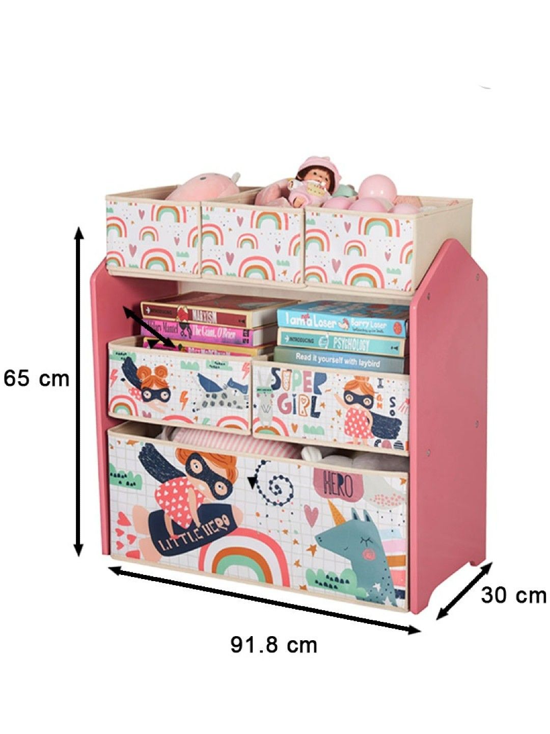 Harper & Chase Toy Organizer Shelf with Bins (Super Girl Design) (No Color- Image 2)