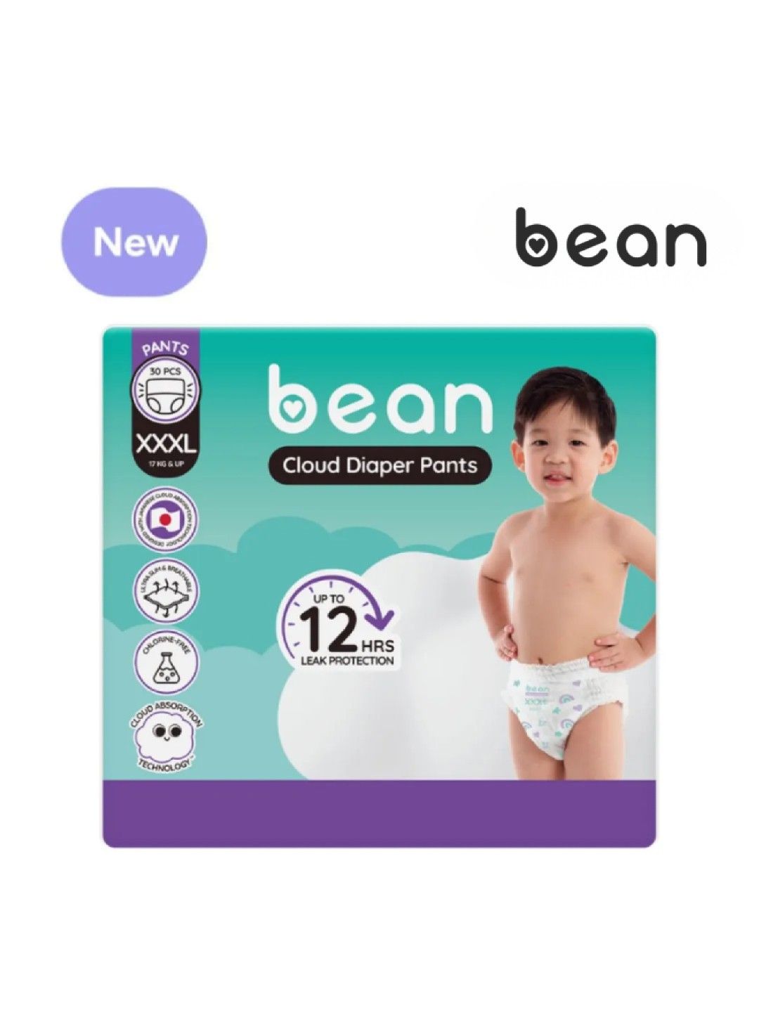 bean Cloud Diaper Pants 3XL (30s) + Sakura Wipes 32 sheets (No Color- Image 2)
