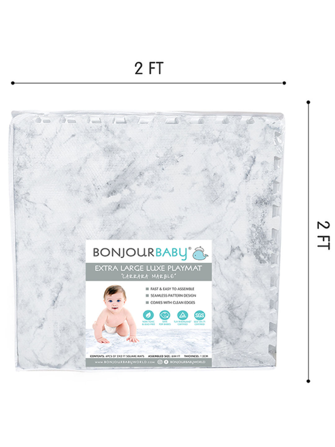 Bonjour Baby Carrara Marble Luxe Mat (No Color- Image 2)