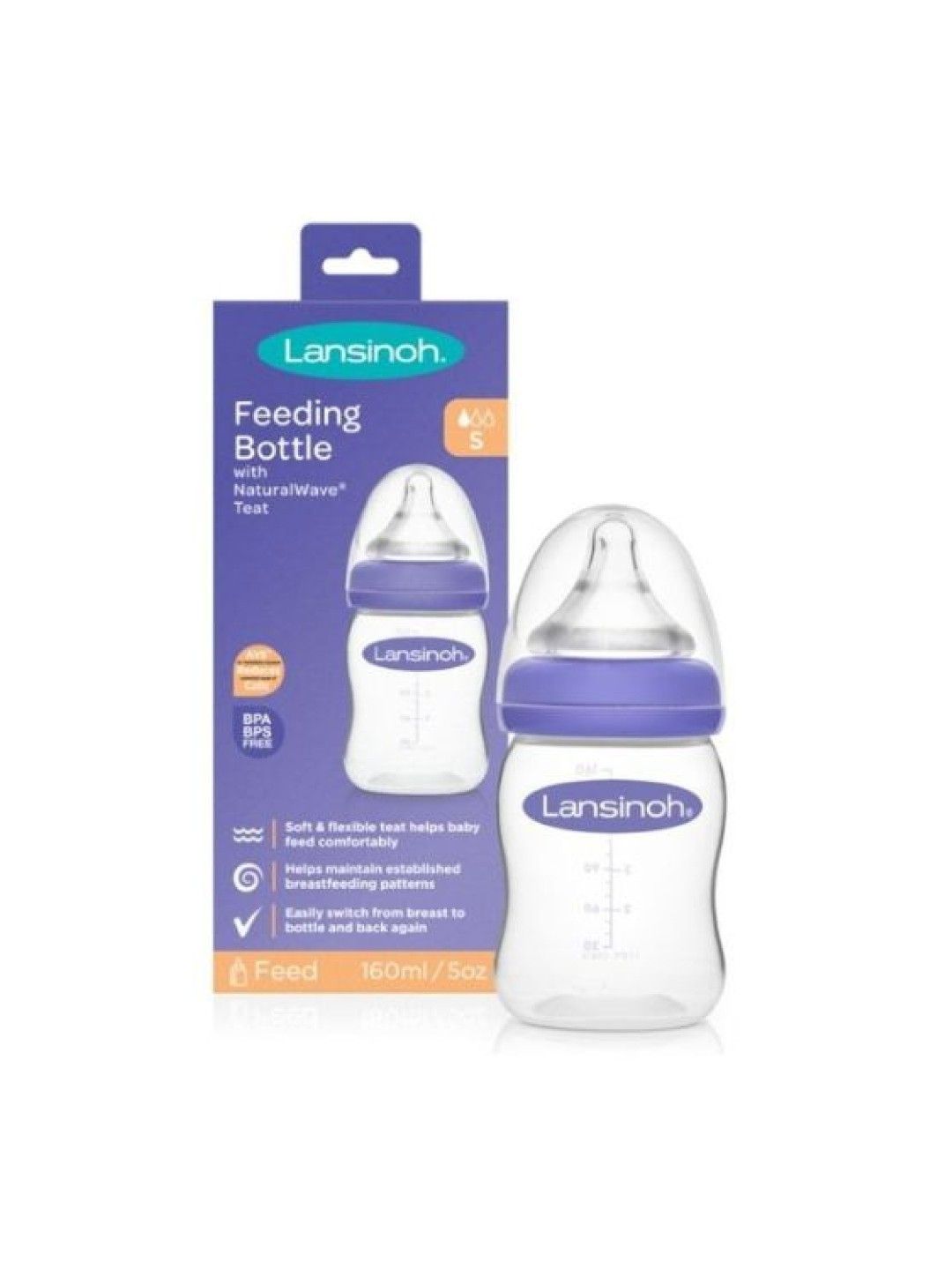 Lansinoh Feeding Bottle with NaturalWave® Teat (160ml) (No Color- Image 2)