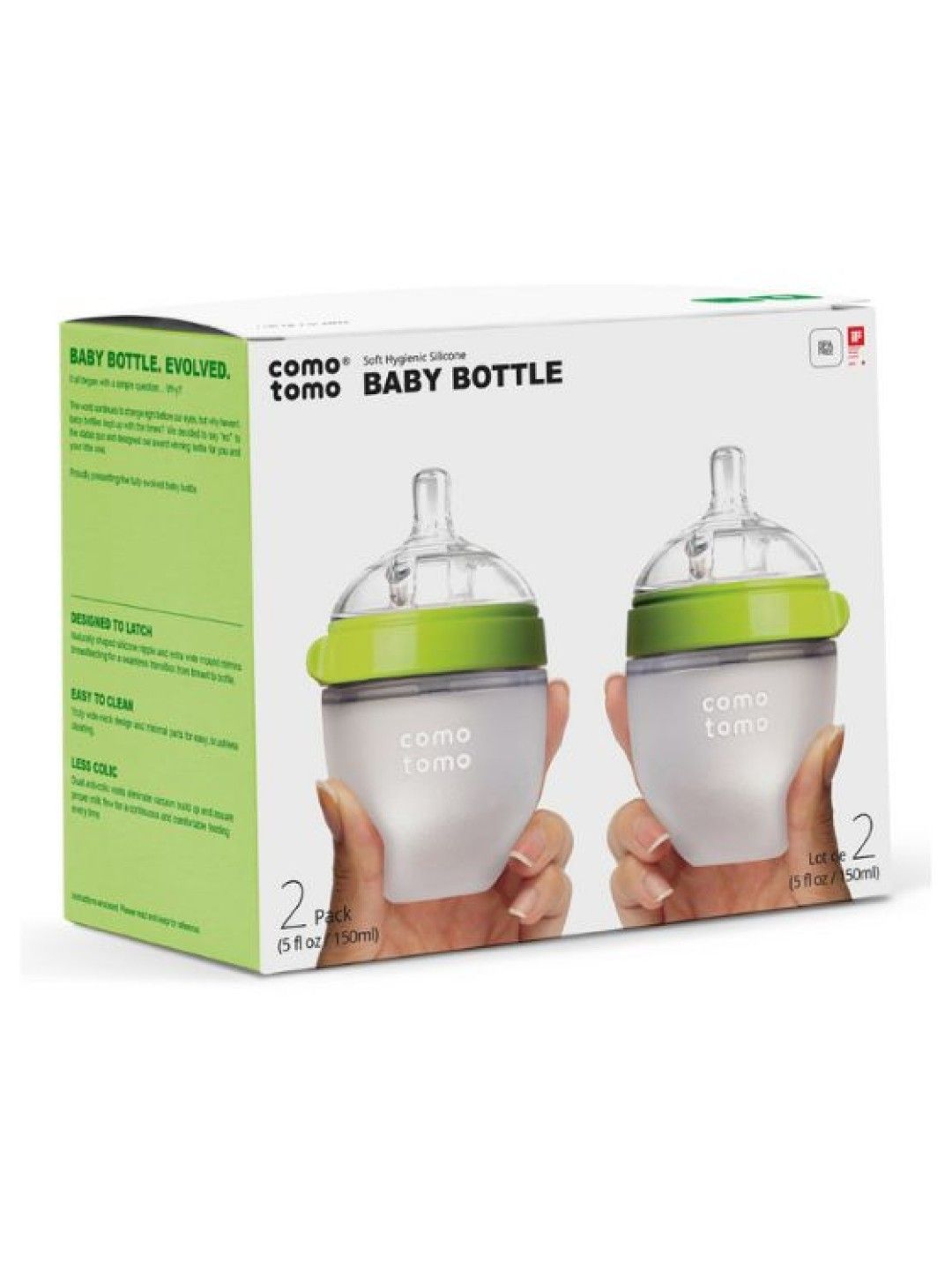 Comotomo Silicone Baby Bottle Twinpack Green (5oz) (No Color- Image 4)