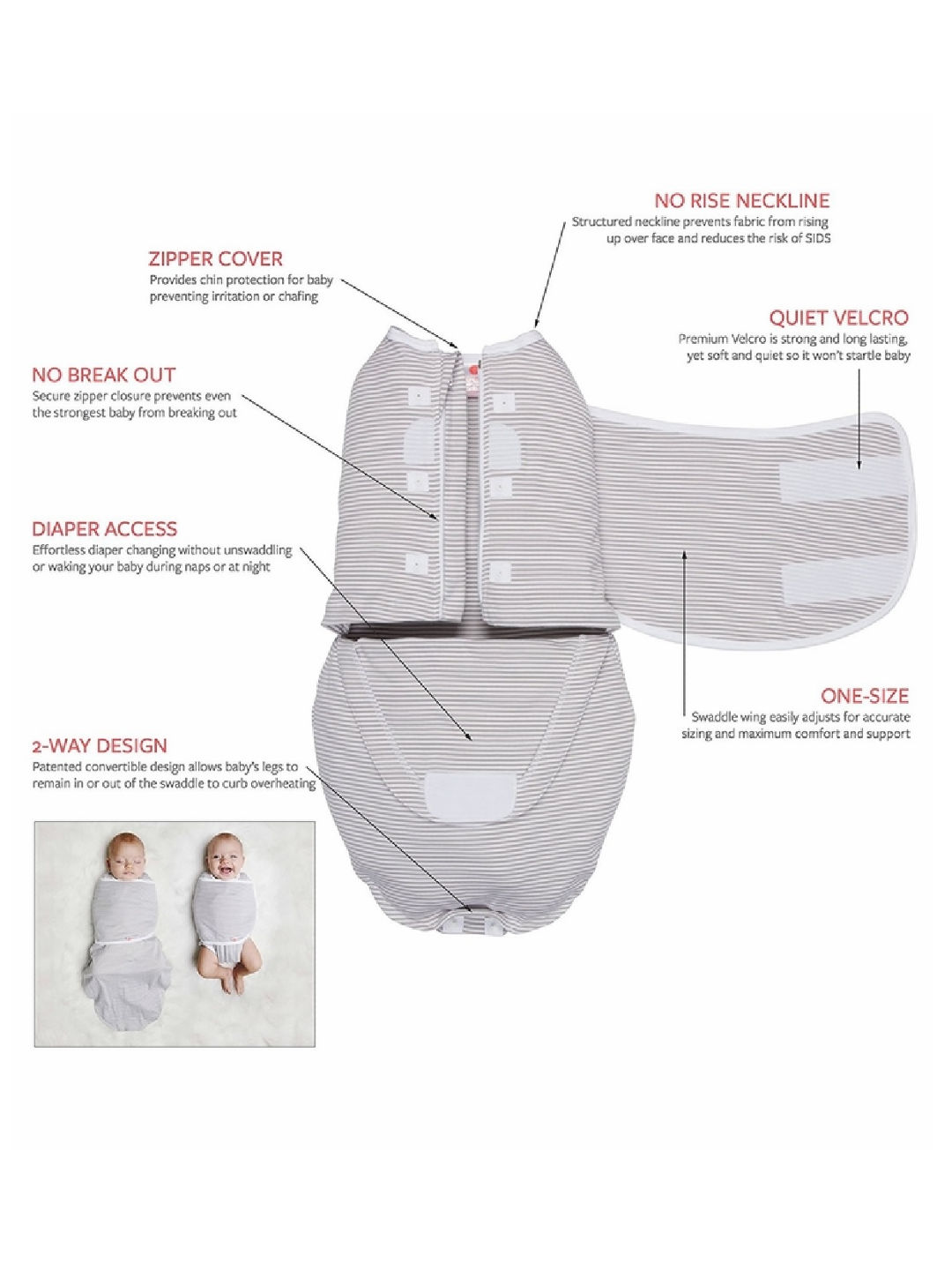 Embe Babies 2-Way Stars Classic Wearable Swaddle (White- Image 4)