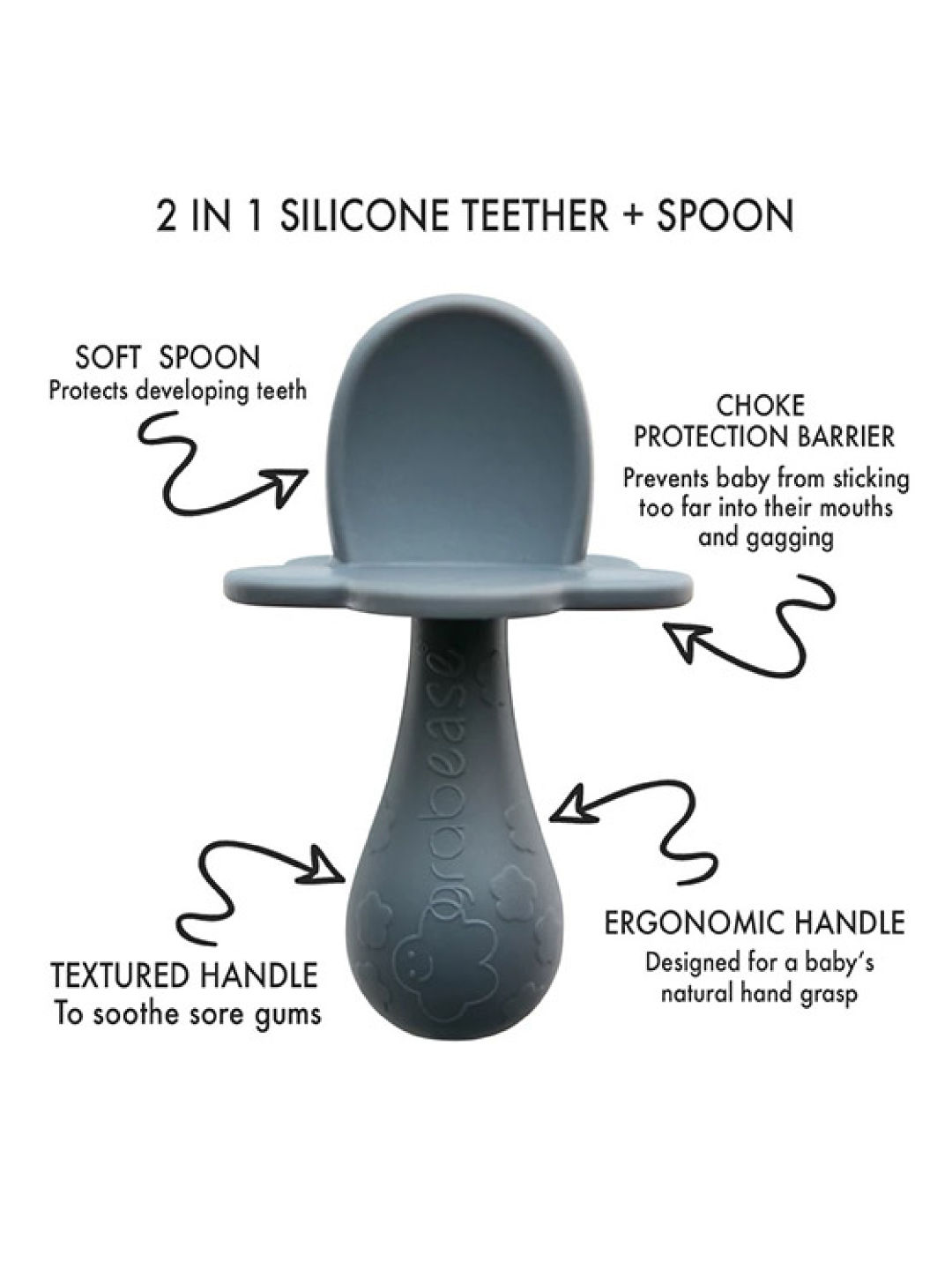 Grabease 2 in 1 Silicone Teether + Spoon (Teal- Image 3)