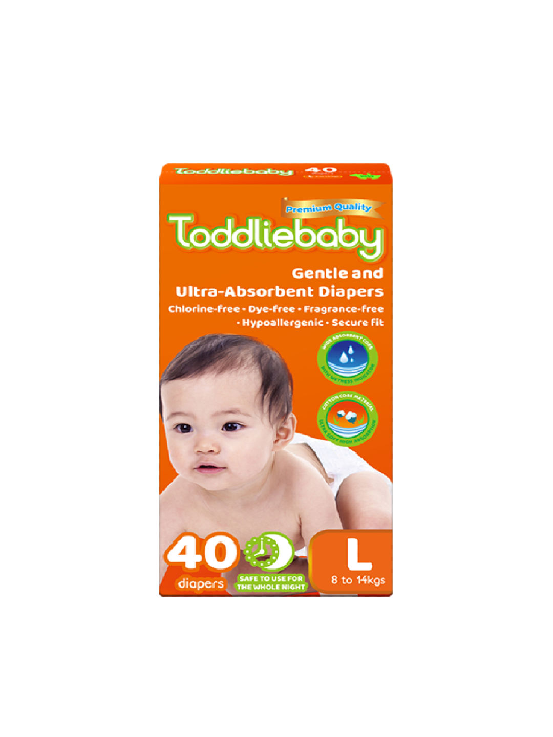 Toddliebaby Gentle Diapers Large (40 pcs) (No Color- Image 1)