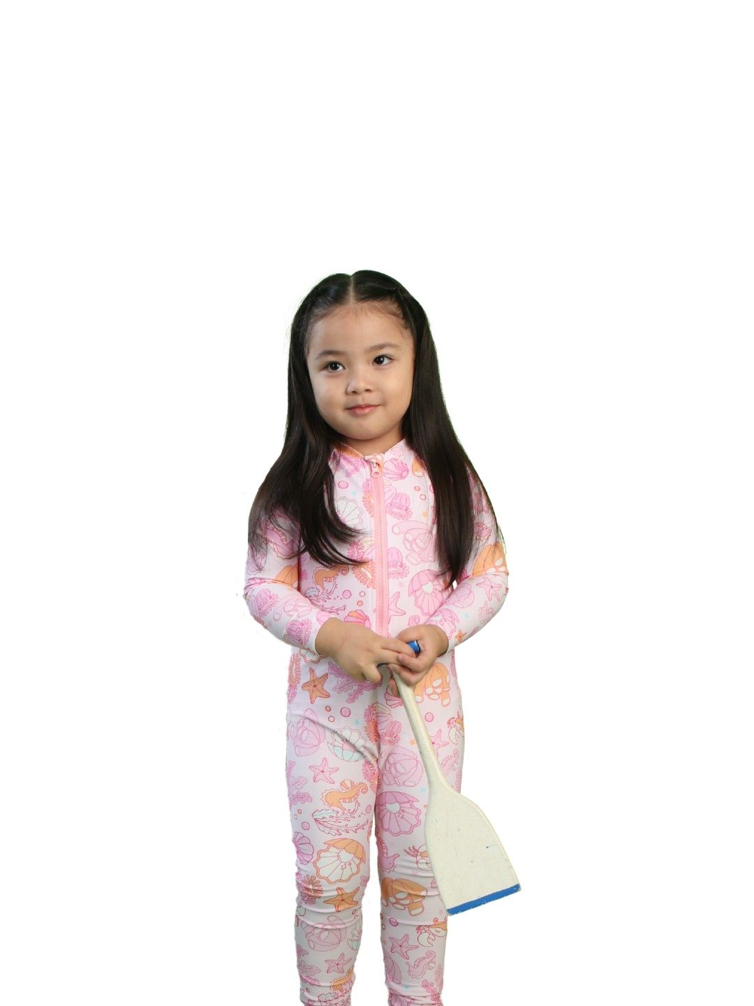 Little Paddler Swimsuit for Kids Little Coral Full-on Rashguard with Hat (No Color- Image 4)