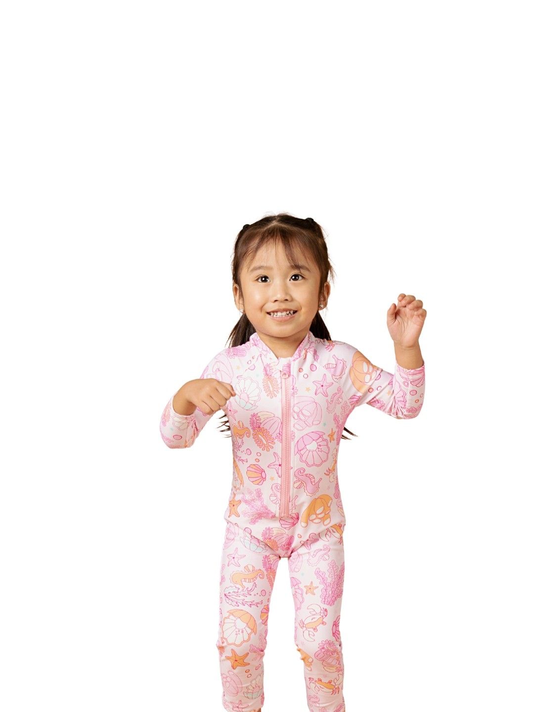 Little Paddler Swimsuit for Kids Little Coral Full-on Rashguard with Hat (No Color- Image 2)