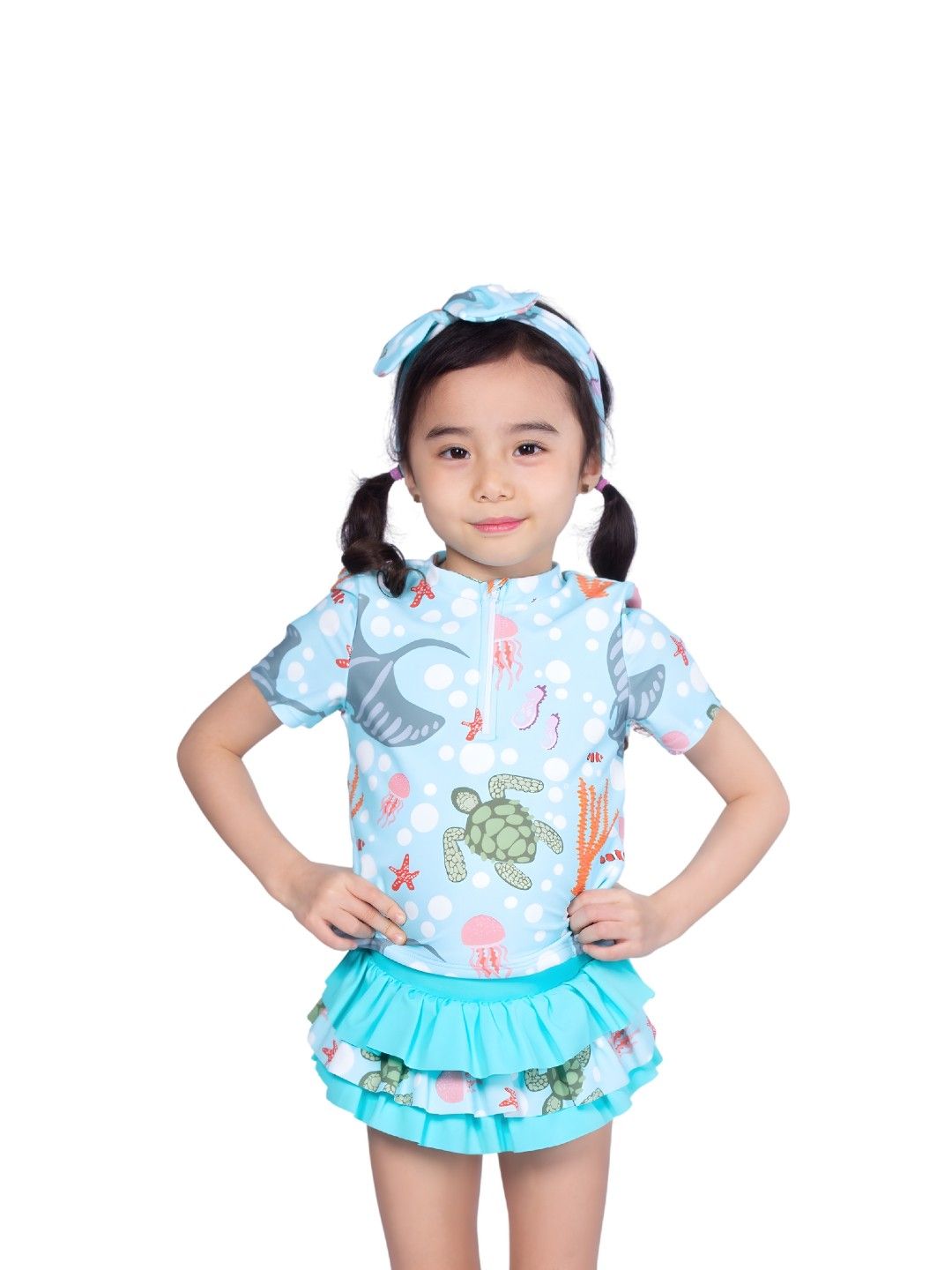 Little Paddler Swimsuit for Kids Little Kai Short Sleeves Rash Guard Swimwear (Sister Under the Sea- Image 3)