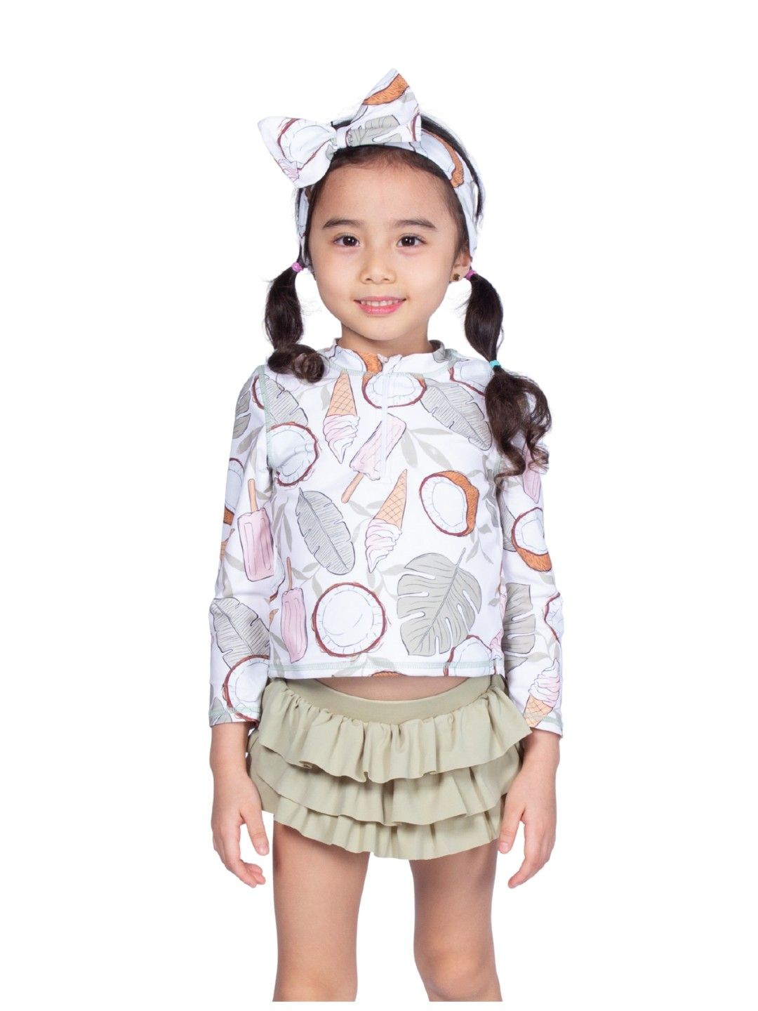 Little Paddler Little Lyla Longsleeves Rashguard for Baby Girl (Coconut- Image 2)