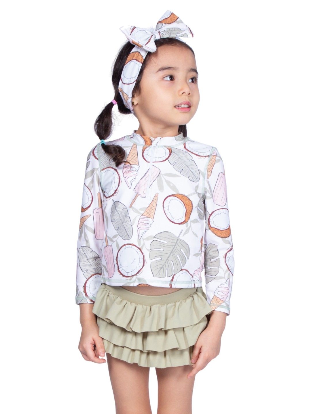 Little Paddler Little Lyla Longsleeves Rashguard for Baby Girl (Coconut- Image 3)