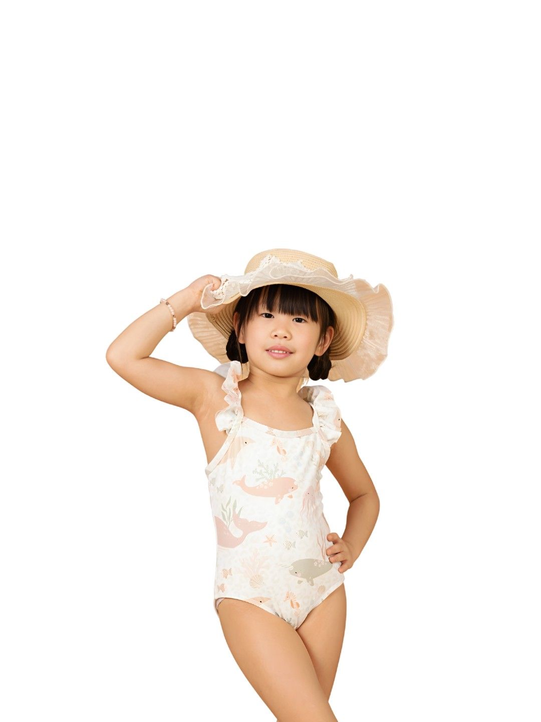 Little Paddler Swimsuit for Kids Little Maya One Piece Swimsuit for Infant and Toddlers (Pink Whale Print- Image 4)
