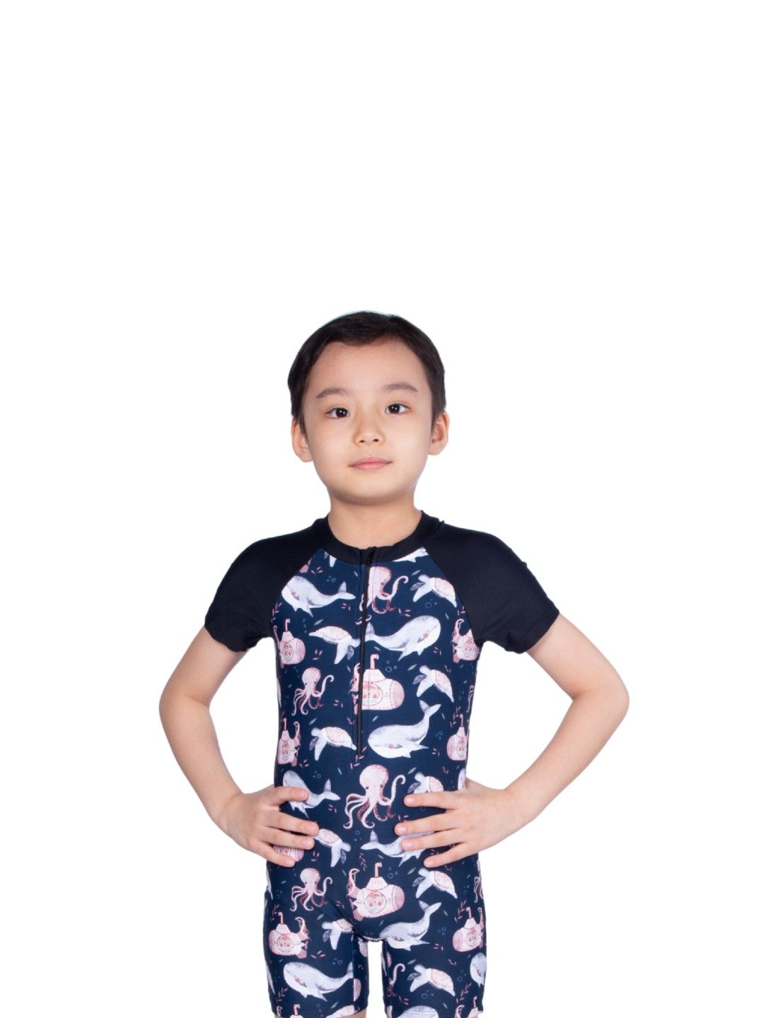 Little Paddler Swimsuit for Kids Little Murphy Wetsuit Short Sleeve Rashguard Swimwear (Submarine Print- Image 4)