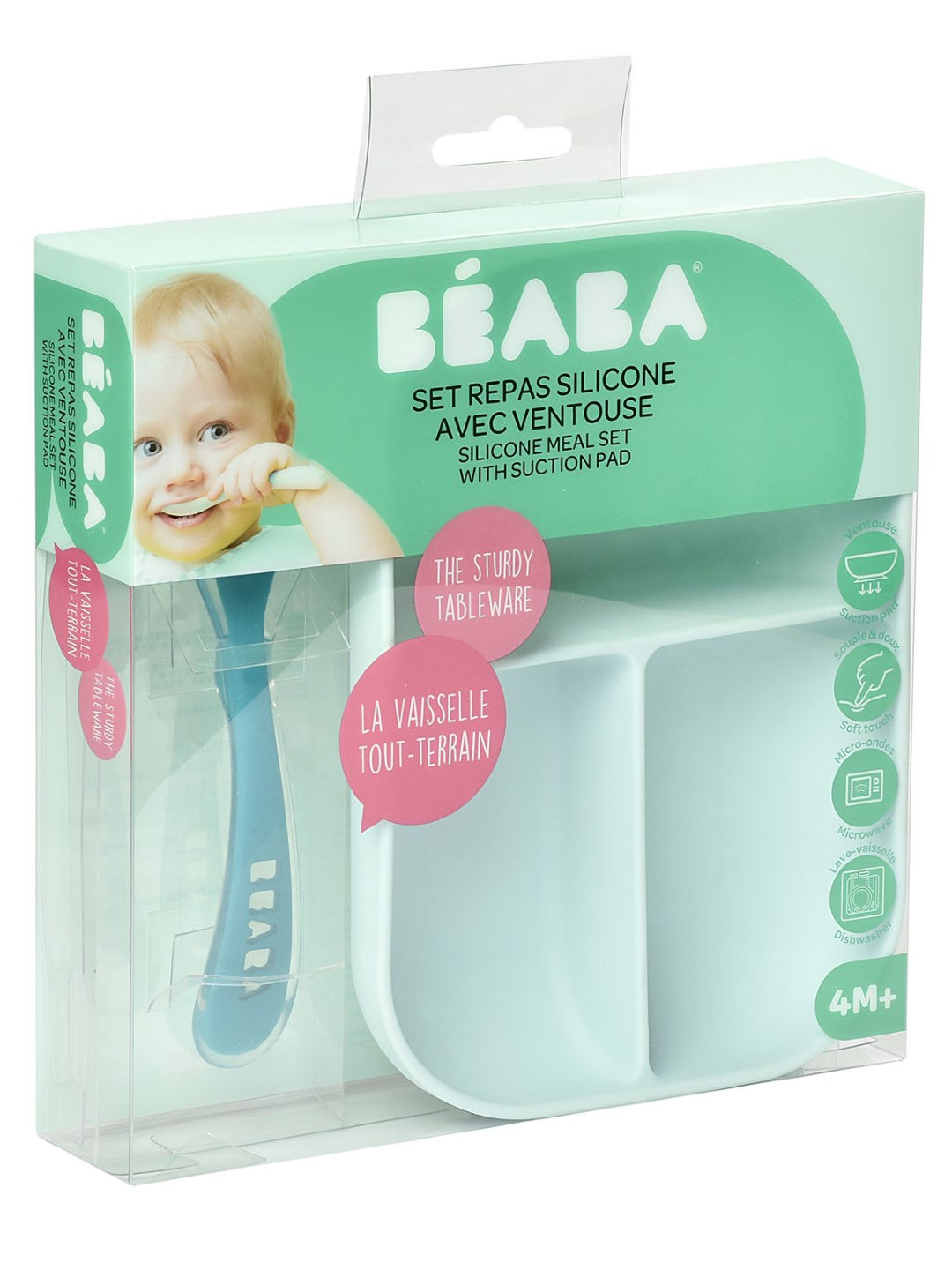 Beaba Silicone Meal Set with Divider (Blue- Image 2)