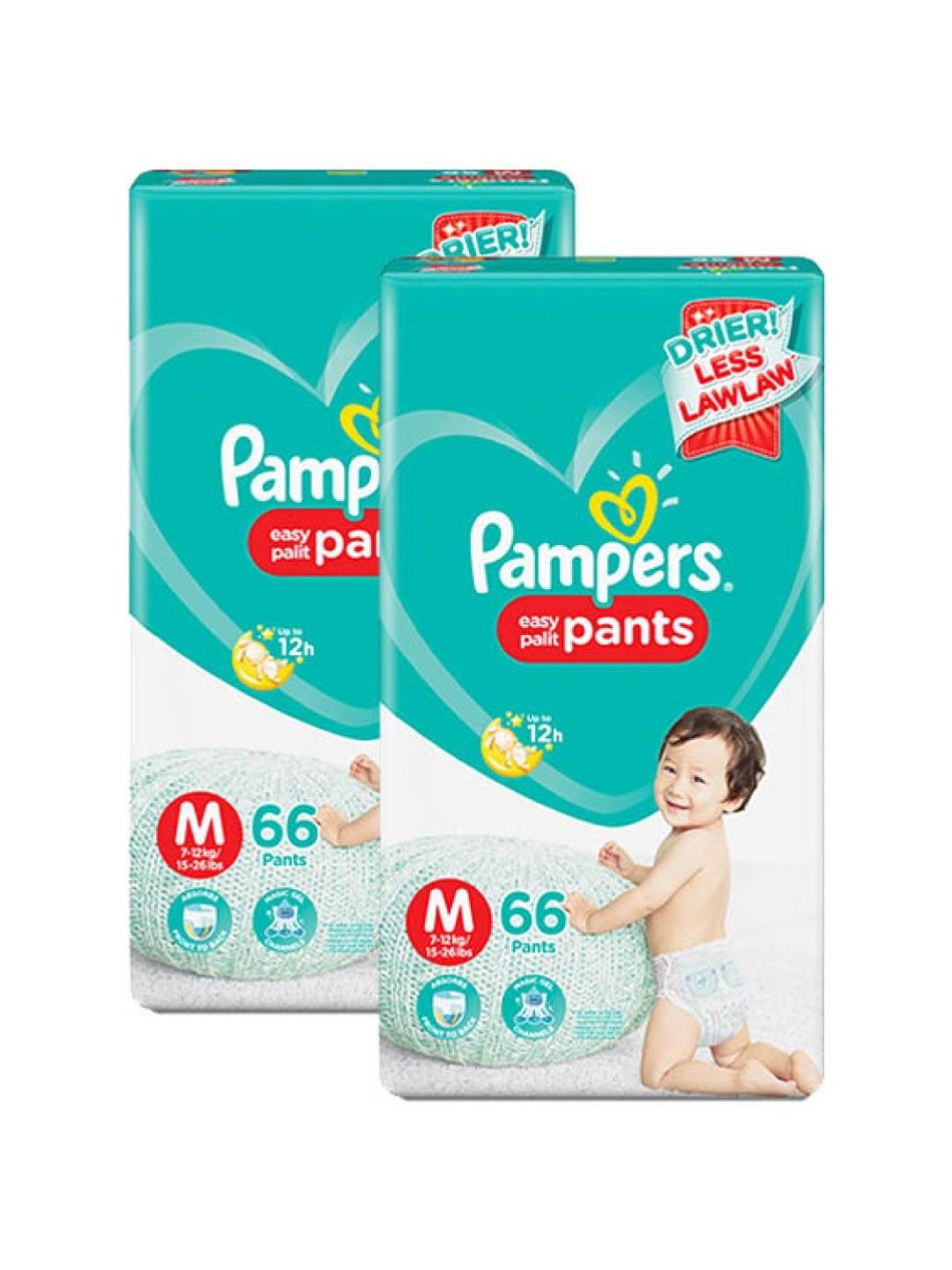 Pampers Baby Dry Pants Medium 66s x 2 packs (132 pcs) (No Color- Image 1)