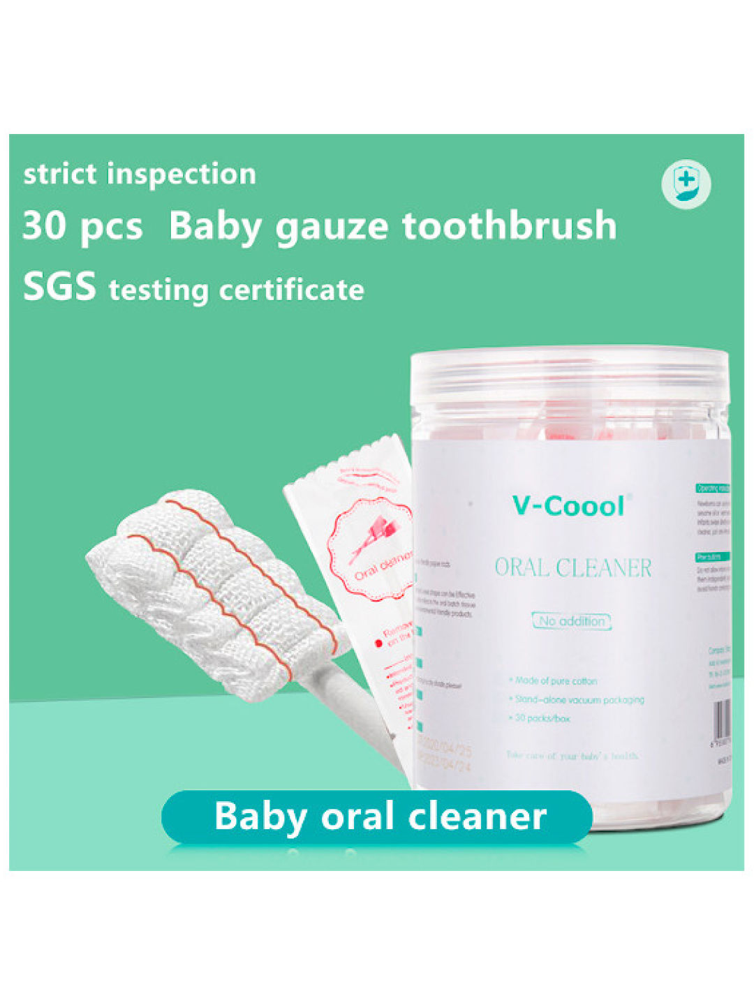 V-coool Disposable Baby Oral Swabs Cleaning Sticks (30pcs) (No Color- Image 2)