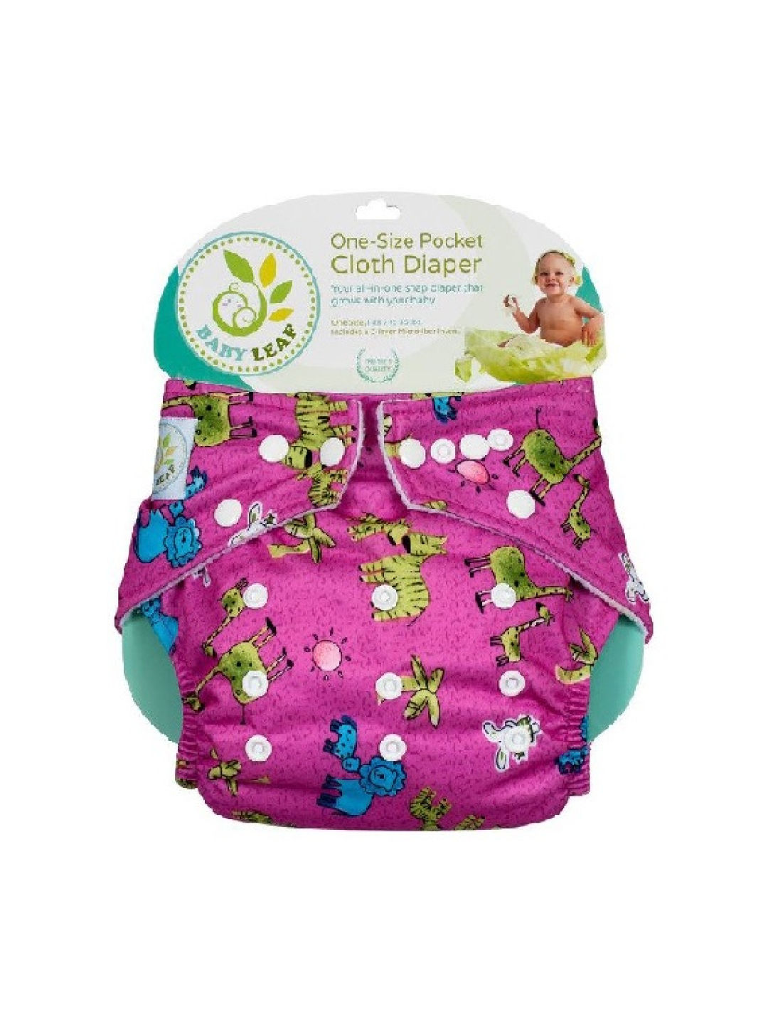 Baby Leaf Pink Safari Cloth Diapers