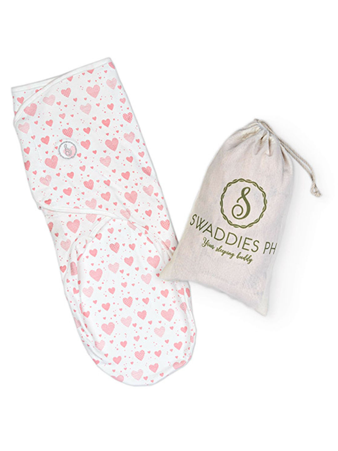 Swaddies PH Pink Hearts Velcro Swaddle Wrap (No Color- Image 2)