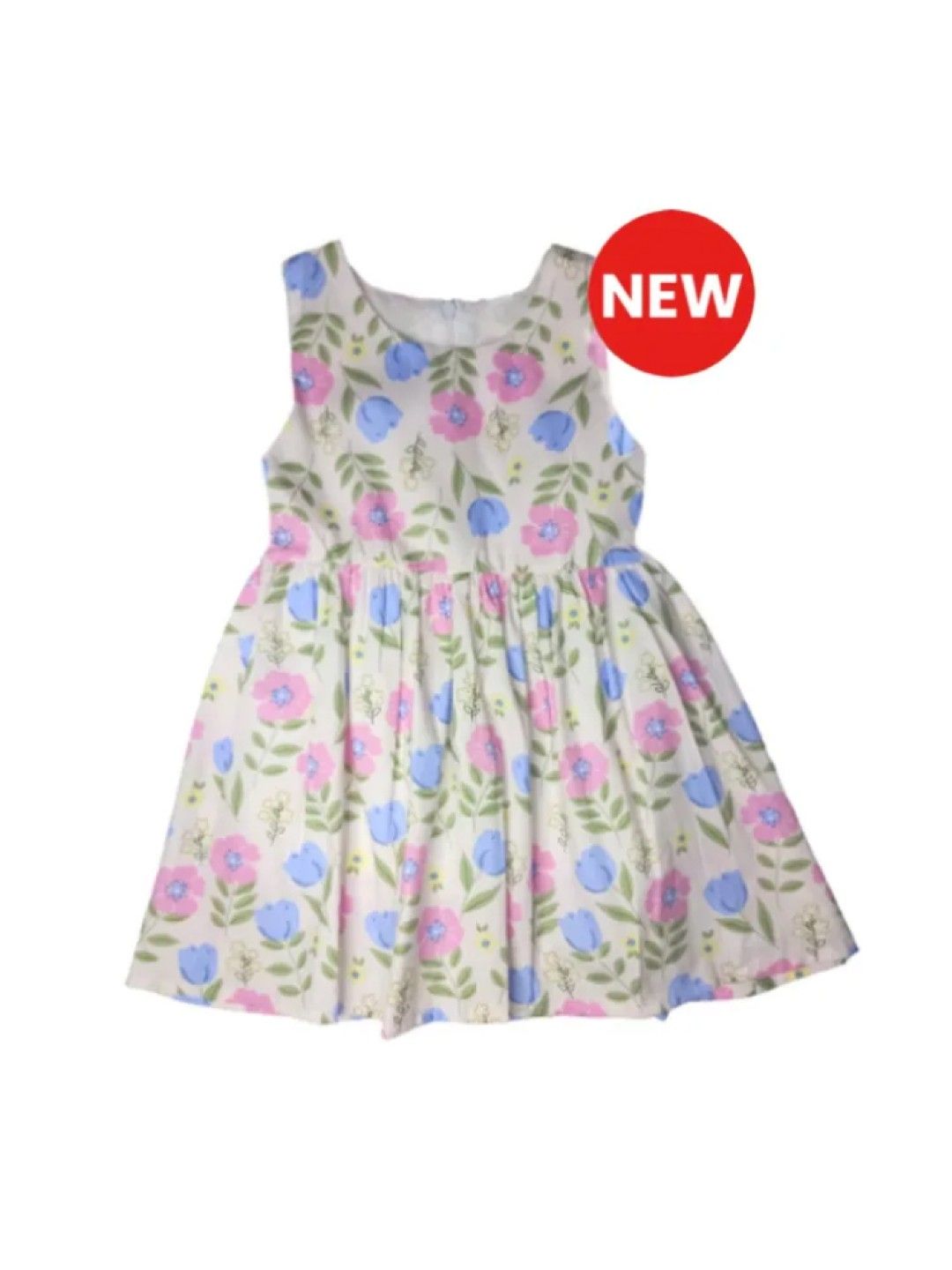 Cottonkind Sleeveless Anemone & Tulip Dress (Light Pink- Image 1)