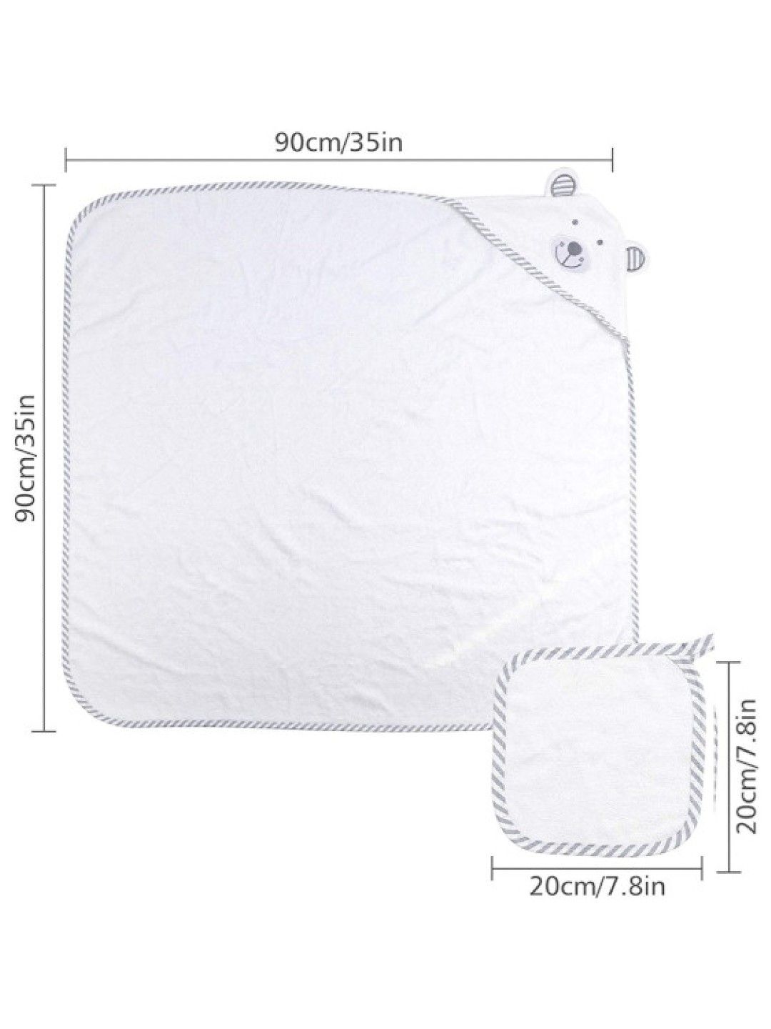 Coco Lala Snuggabear Bamboo Hooded Towel and Wash Cloth (Blue- Image 3)