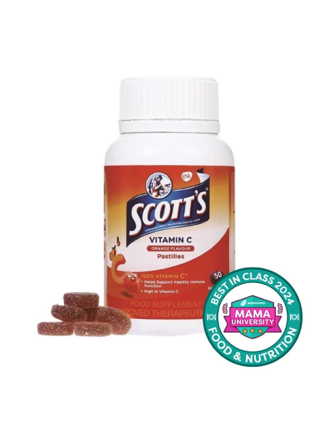 Scott's Vitamin C Pastilles - Orange (50 pcs) [Expiry: Jun 2025]