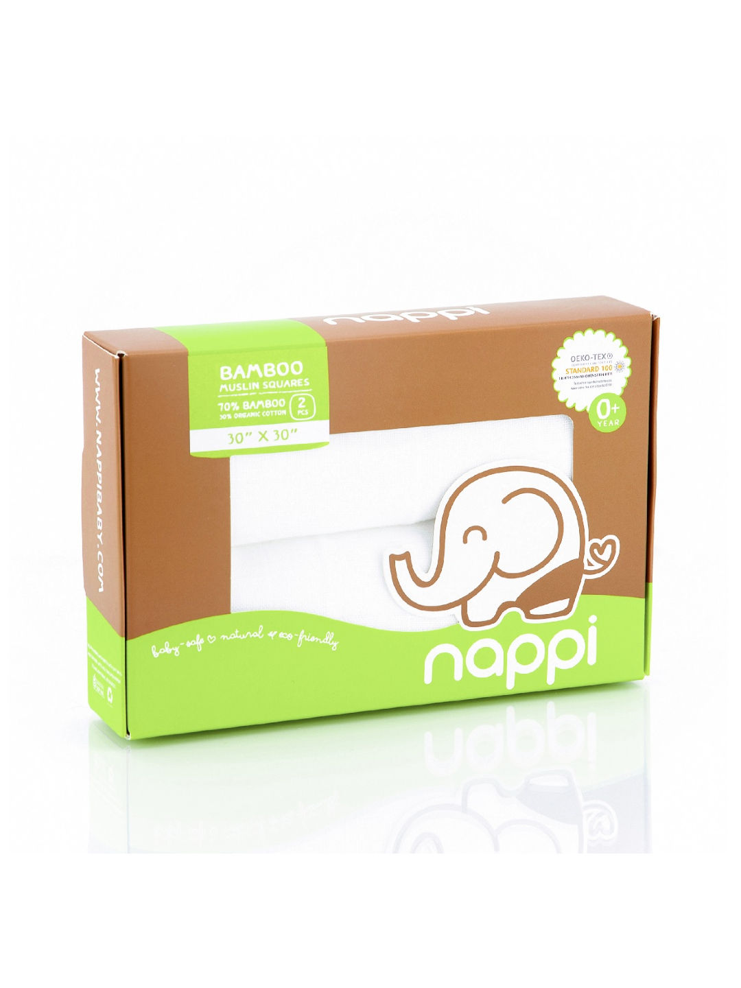 Nappi Baby Muslin Square (Pack of 2) (White- Image 2)