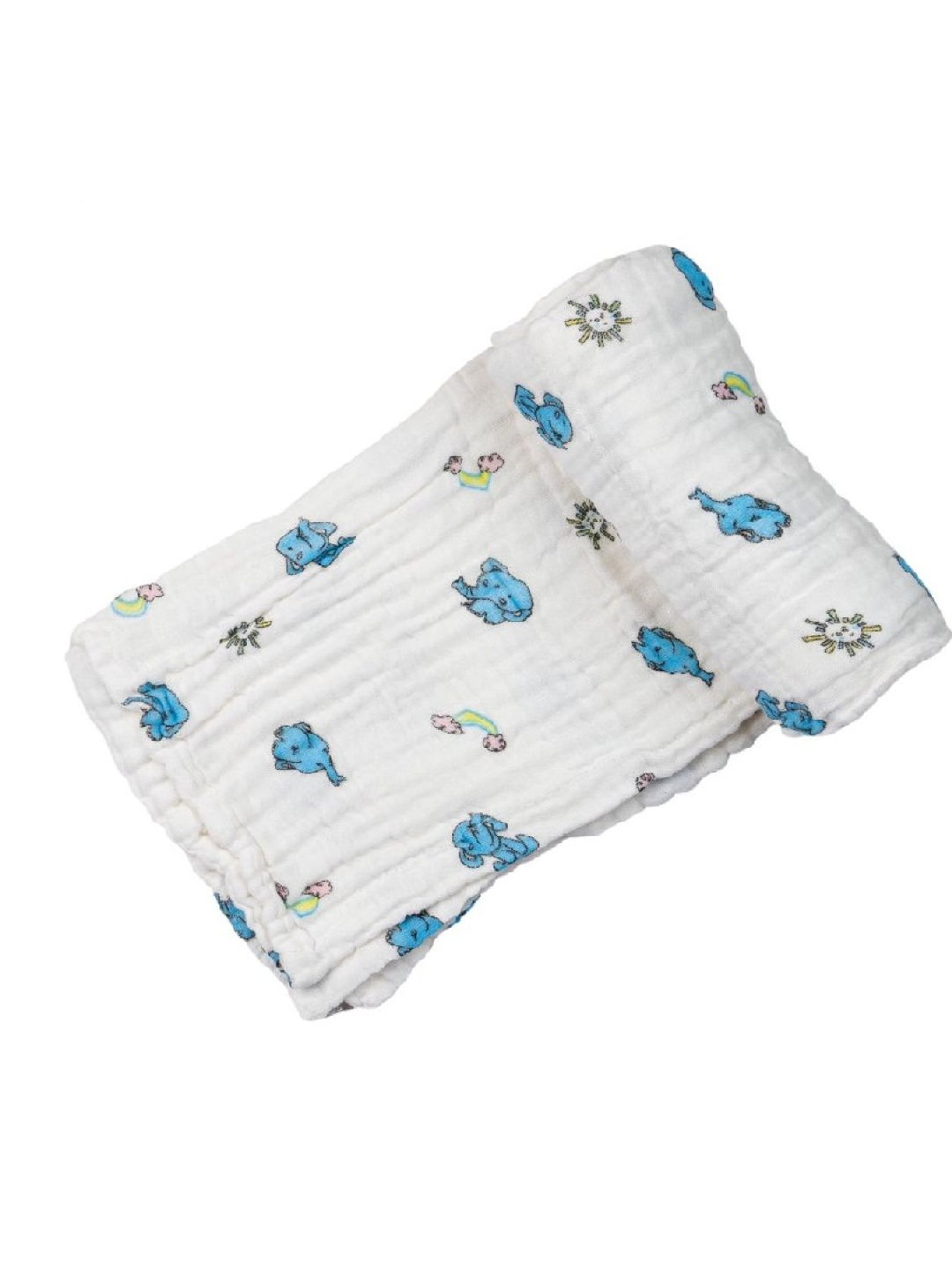 Swaddies PH Blue Elephants Multipurpose Muslin Cloth (No Color- Image 1)