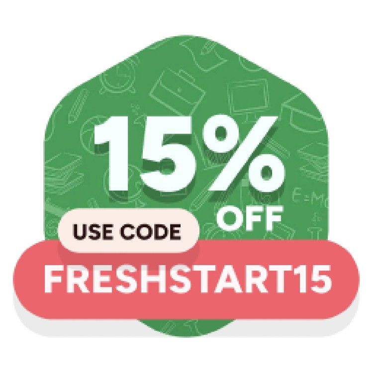 Icon for Use code: FRESHSTART15